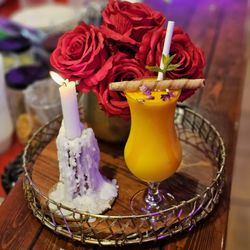 Leela Indian Food Bar - Sweet, smooth, and Insta-worthy! Our mango delight pairs beautifully with Leela's romantic ambiance. Taste summer in a glass!