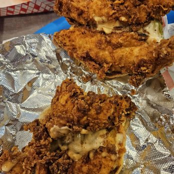 Fatty T’s Burger Shack - Inside of Chicken sandwich July 2026 - Food Trucks Near Me - Bay Shore, New York