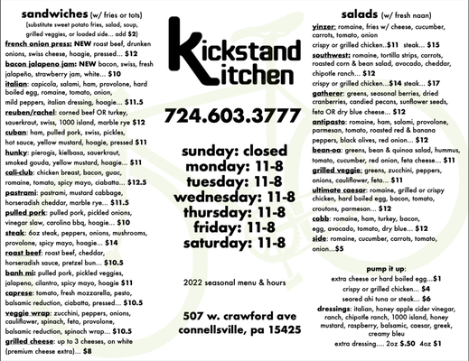 Menu photo 2 Kickstand Kitchen Connellsville, PA