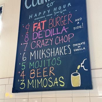 Daily Eats - Happy Hour sign next to our table - New American Near Me - Tampa, Florida