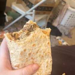 Burrito with steak, i remembered to take a photo halfway through with it.