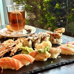 Hiro's Sushi & Japanese Kitchen - Spider roll and nigiri sushi: salmon belly, hamachi, sweet shrimp. Fish was really fresh, but the cuts are very thin (10/2026)