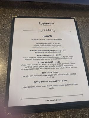 Menu photo 2 Savona's Trattoria Poughkeepsie, NY