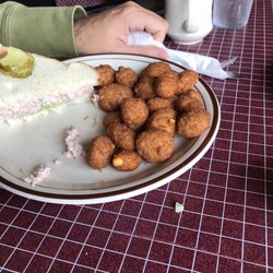 Maggie's Diner - Cheese curds and ham salad sandwich