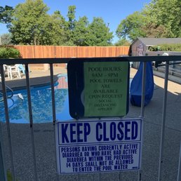 Hours and COVID pool rules, but then they said the pool was closed altogether because of COVID. Hours and COVID pool rules, but then they said the pool was closed altogether because of COVID.