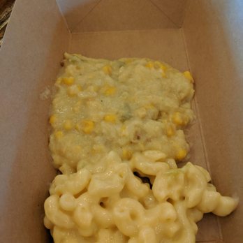 Caldwell County BBQ - Corn casserole on top, mac and cheese on bottom - Barbeque Near Me - Gilbert, Arizona Caldwell County BBQ - Corn casserole on top, mac and cheese on bottom - Barbeque Near Me - Gilbert, Arizona