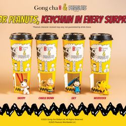Gong Cha - Celebrate Peanuts 75th! Oct 1-31: Upgrade any medium drink to a Surprise Cup w/ special cup + random keychain for $6.