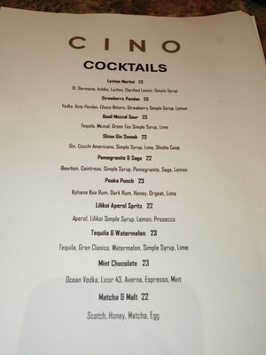 Menu photo 1 Cino Honolulu, HI