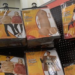 Silly costumes available for purchase for the adults