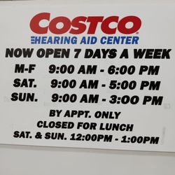 Costco Hearing Aid Center - Hours of operation (11.8.20)