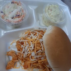 Sunset Hideaway - Shredded BBQ Chicken with Coleslaw and Potato Salad The BBQ sauce was amazing!