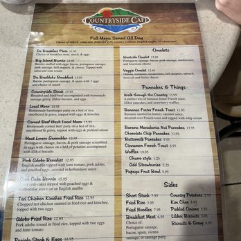 Countryside Cafe - Breakfast side of Menu - Breakfast & Brunch Near Me - Keaau, Hawaii