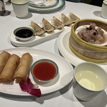 Lao Sze Chuan - Vegetable egg rolls, potstickers, and steamed pork ribs with black bean sauce - Szechuan Near Me - Orange, Ohio