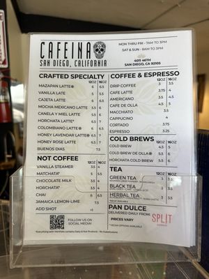Menu photo 7 Cafeina Cafe San Diego, CA Menu photo 7 Cafeina Cafe San Diego, CA