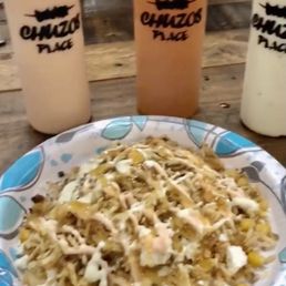 Maíz Degranado (Corn Kernels with home made sauces, cheese and chicken)