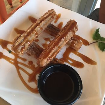 Cinco TacoBar - Fresh made churros with caramel and chocolate sauce - Mexican Near Me - San Leandro, California