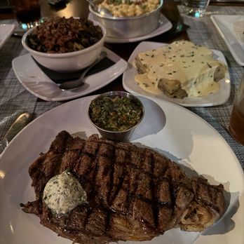 Biggest Little Steakhouse - Rib-Eye, Bacon Brussels, Chimmichurri, Mac & Cheese, Potato's Au Gratin (sides are shareable sizes) - Steakhouses Near Me - Reno, Nevada