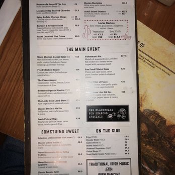 The Locke Bar - Complete menu - Bars Near Me - Limerick, LK