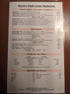 Menu photo 1 Moose's Down Under Vancouver, BC