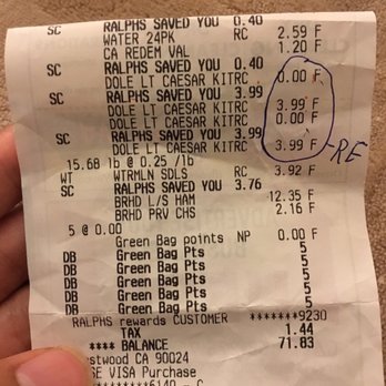 Ralphs - The receipt of the "buy one, get one free" salad bags that caused so much "confusion." - Grocery Near Me - Los Angeles, California Ralphs - The receipt of the "buy one, get one free" salad bags that caused so much "confusion." - Grocery Near Me - Los Angeles, California