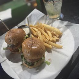 Beef sliders and fries Beef sliders and fries