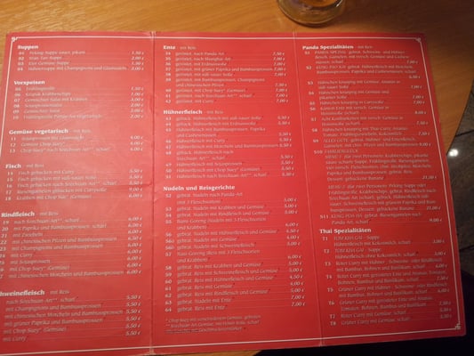 Menu photo 2 China Panda Restaurant Freudenstadt, BW