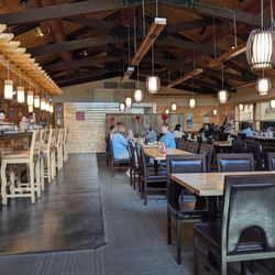 Sushi bar on left, dining room on right; really pretty ambience.