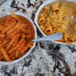 Cugini's Pizza - Good pasta. Perfectly cooked. The one on the right had some heat to it.