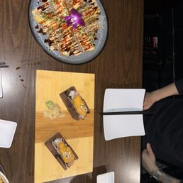 Jalapeño bites and Otoro with uni Jalapeño bites and Otoro with uni