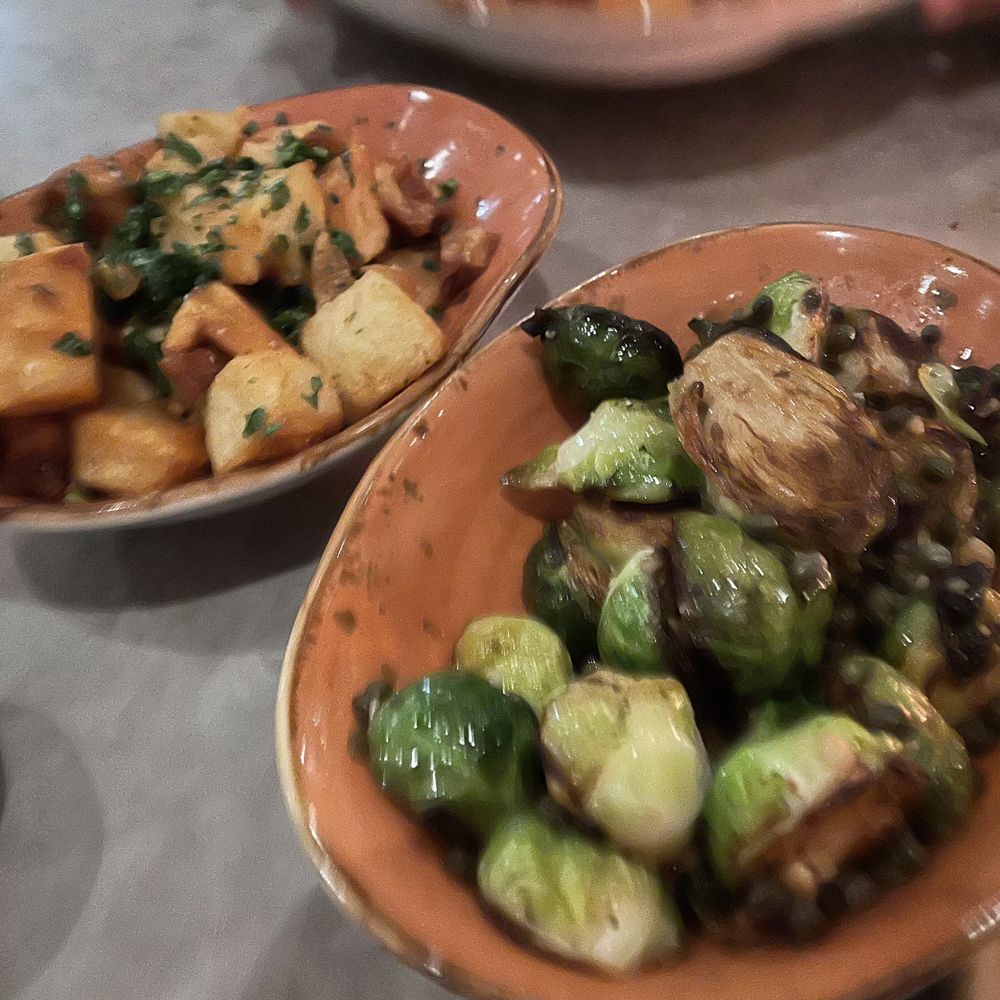 Gràcia Mediterranean - The crispy potatoes, and the brussels sprouts. - Cocktail Bars Near Me - Austin, Texas Gràcia Mediterranean - The crispy potatoes, and the brussels sprouts. - Cocktail Bars Near Me - Austin, Texas