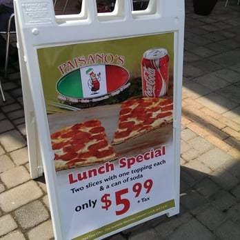 Paisano's Pizza - Lunch Special (there's one for a sub too) - Pizza Near Me - Alexandria, Virginia Paisano's Pizza - Lunch Special (there's one for a sub too) - Pizza Near Me - Alexandria, Virginia