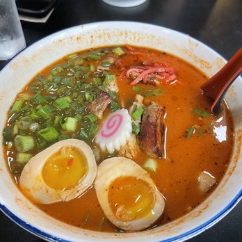 Kuma Sushi - Spicy miso broth with chicken and shoyu egg - Sushi Bars Near Me - Los Osos, California Kuma Sushi - Spicy miso broth with chicken and shoyu egg - Sushi Bars Near Me - Los Osos, California