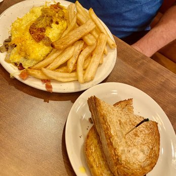 Denny's - Senior omelette w/ potatoes, meat and toast $9.50, very good. Sourdough toast. - Diners Near Me - Puyallup, Washington Denny's - Senior omelette w/ potatoes, meat and toast $9.50, very good. Sourdough toast. - Diners Near Me - Puyallup, Washington