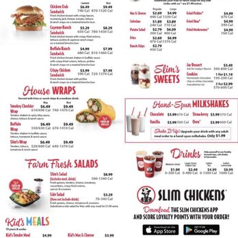 Slim Chickens - Menu 8/2021 - Southern Near Me - Memphis, Tennessee