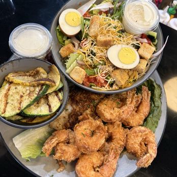 Tom, Dick & Hank - Fish and Shrimp Dinner W/ House Salad and Grilled Zucchini and Squash again just from the top - Barbeque Near Me - Atlanta, Georgia Tom, Dick & Hank - Fish and Shrimp Dinner W/ House Salad and Grilled Zucchini and Squash again just from the top - Barbeque Near Me - Atlanta, Georgia