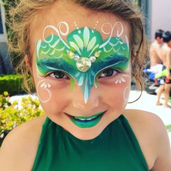 OC Face Paint - Jewel clusters Mermaid face painting.