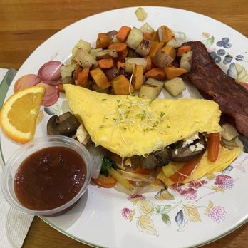 Creative Juices Natural Cafe - Two eggs omelette with a side of three roots . - Juice Bars & Smoothies Near Me - St Augustine, Florida