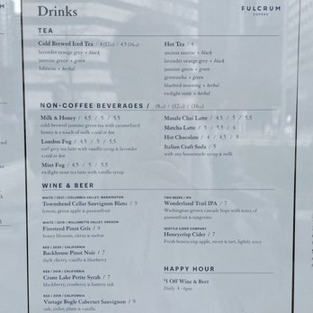 Fulcrum Café - menu as of March 2023 - Coffee & Tea Near Me - Seattle, Washington
