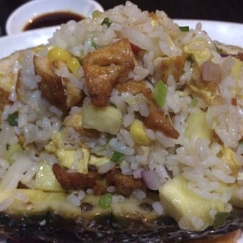 Tobiko - Pineapple and Chicken Fried Rice stuffed into a half of pineapple. It was good. Really good. - Sushi Bars Near Me - Valley Stream, New York Tobiko - Pineapple and Chicken Fried Rice stuffed into a half of pineapple. It was good. Really good. - Sushi Bars Near Me - Valley Stream, New York
