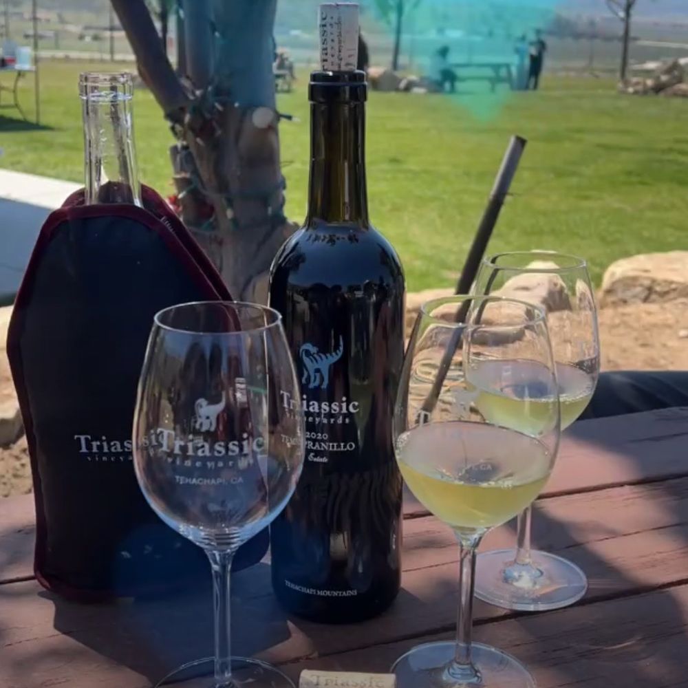 Triassic Vineyards - Red wine and white wine outside the restaurant - Wine Tasting Room Near Me - Tehachapi, California Triassic Vineyards - Red wine and white wine outside the restaurant - Wine Tasting Room Near Me - Tehachapi, California