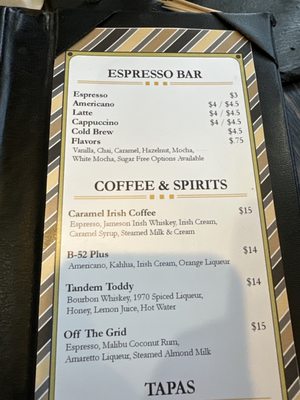 Menu photo 2 Tandem Coffee and Spirits Savannah, GA Menu photo 2 Tandem Coffee and Spirits Savannah, GA