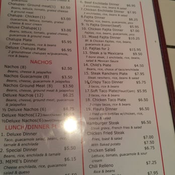 Meme's Mexican Restaurant - Menu page 2 - Mexican Near Me - Luling, Texas Meme's Mexican Restaurant - Menu page 2 - Mexican Near Me - Luling, Texas