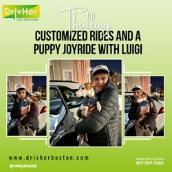 DrivHer - Another unique feature we have! The puppy ride! Luigi and Coby got along super well!