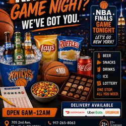 705 BRBR - Knicks on. Snacks ready. Drinks cold. Delivery available.  #KnicksFinals #NYCBasketball