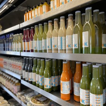 Organic Krush Kitchen & Eatery - Refrigerator section with juices and meals to-go. - Juice Bars & Smoothies Near Me - Plainview, New York