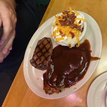 Texas Roadhouse - Grilled chicken and steak with loaded mashed potatoes. - Barbeque Near Me - Bristol, Virginia