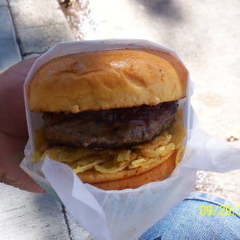 Grill 'Em All - Blue Cheer Burger,  with  cranberry, blue cheese and muncho potato chips - Burgers Near Me - Long Beach, California