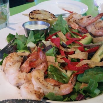 The Draft Sports Grill - House salad with grilled prawns and grilled lemon. - Sports Bars Near Me - Mesa, Arizona The Draft Sports Grill - House salad with grilled prawns and grilled lemon. - Sports Bars Near Me - Mesa, Arizona