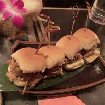 Three Dots and A Dash - Kalua Pork Sliders With Guava BBQ - Asian Fusion Near Me - Chicago, Illinois Three Dots and A Dash - Kalua Pork Sliders With Guava BBQ - Asian Fusion Near Me - Chicago, Illinois