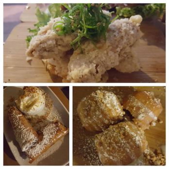 Street Market Asian Tapas - Salt n Pepper wings Jack Fruit Fritters with homemade coconut ice cream deep fried buns with condense milk and crushed peanut - Tapas/Small Plates Near Me - Crows Nest, NSW Street Market Asian Tapas - Salt n Pepper wings Jack Fruit Fritters with homemade coconut ice cream deep fried buns with condense milk and crushed peanut - Tapas/Small Plates Near Me - Crows Nest, NSW